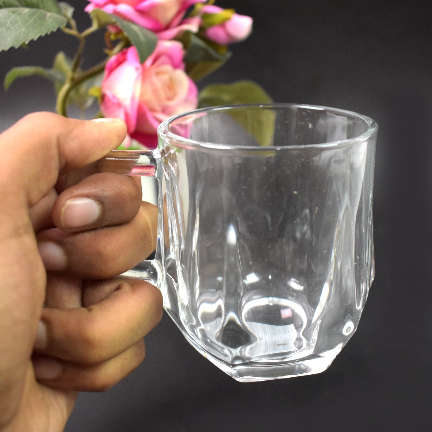 Glass Coffe & Tea Cup / Mug Enjoy Your Drink in Style (6 pcs Set / 300 ML)