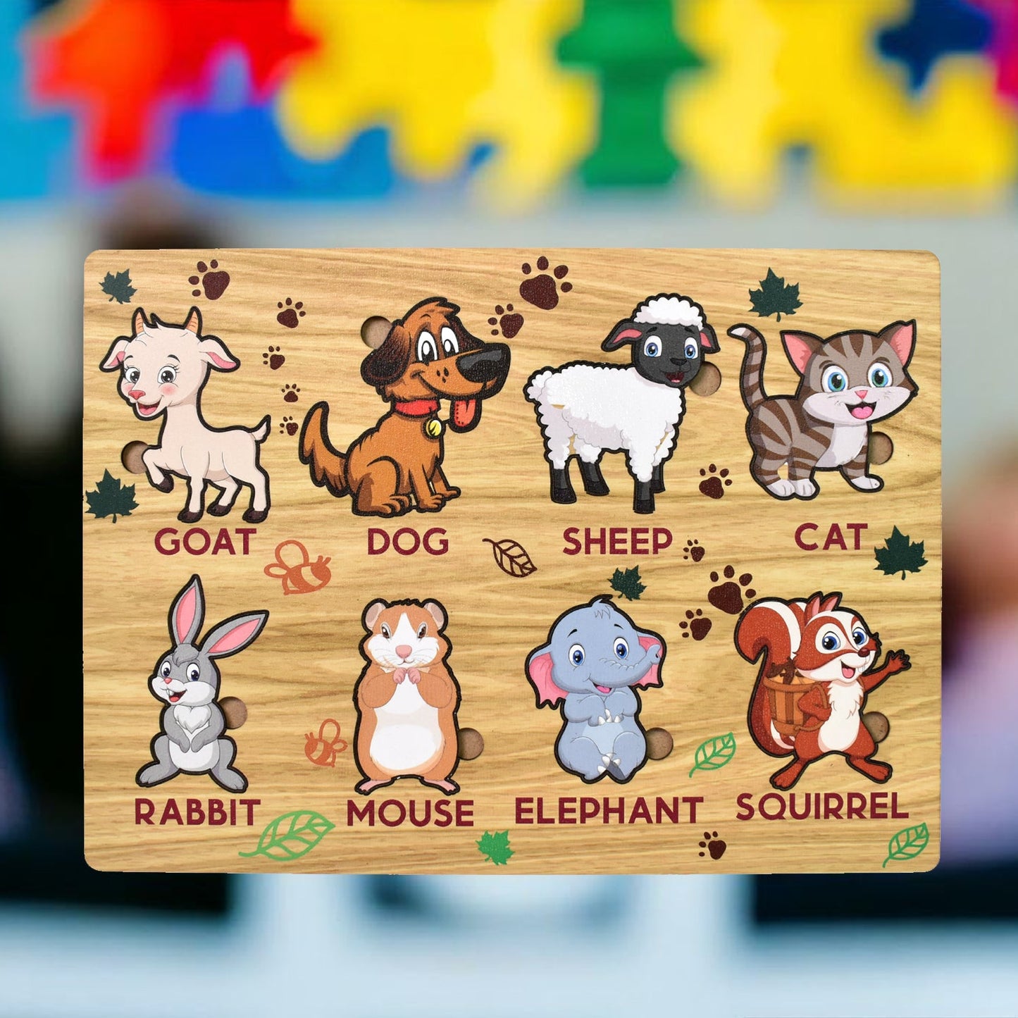 Wooden Animal Puzzle Learning Educational Board (1 Set / 28×20 Cm) SWASTIK CREATIONS The Trend Point