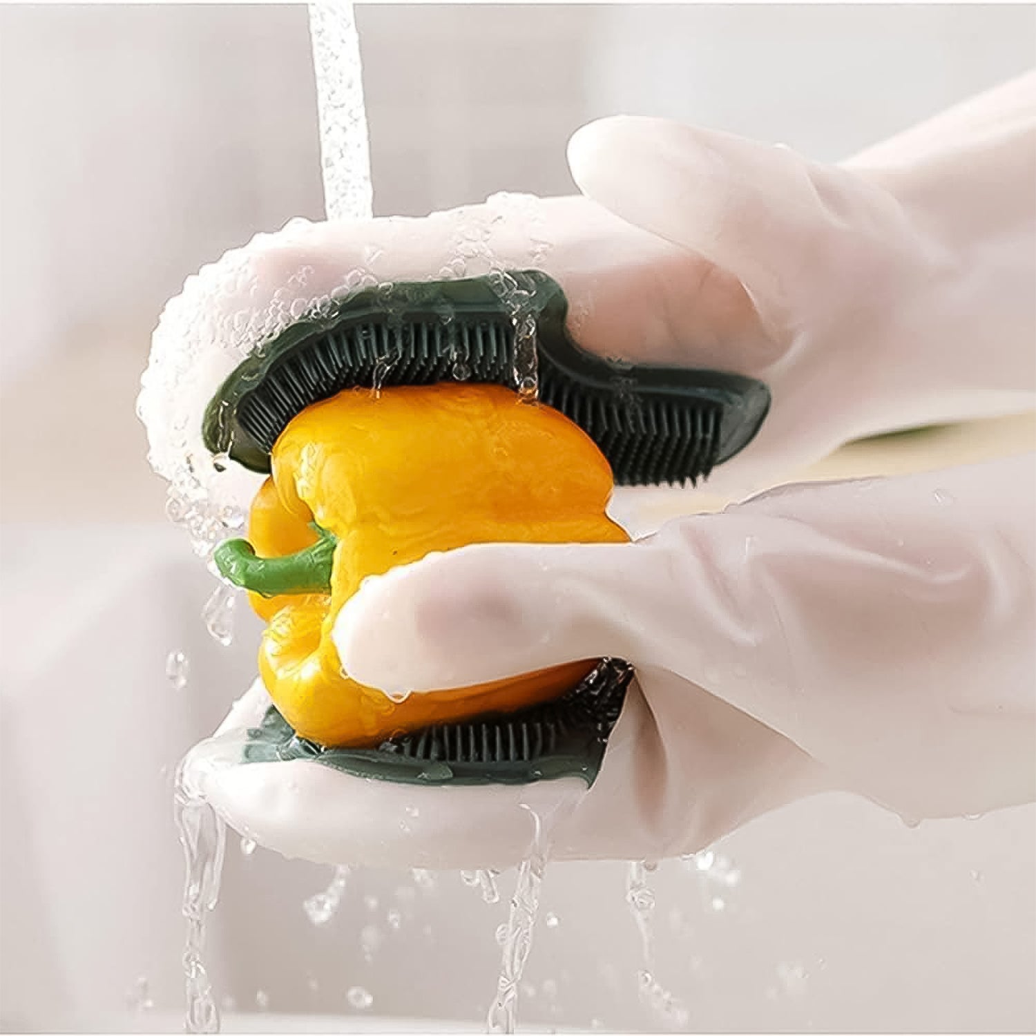 Multi-Purpose Silicon Gloves For Kitchen Cleaning (1 Pair / Mix Color)