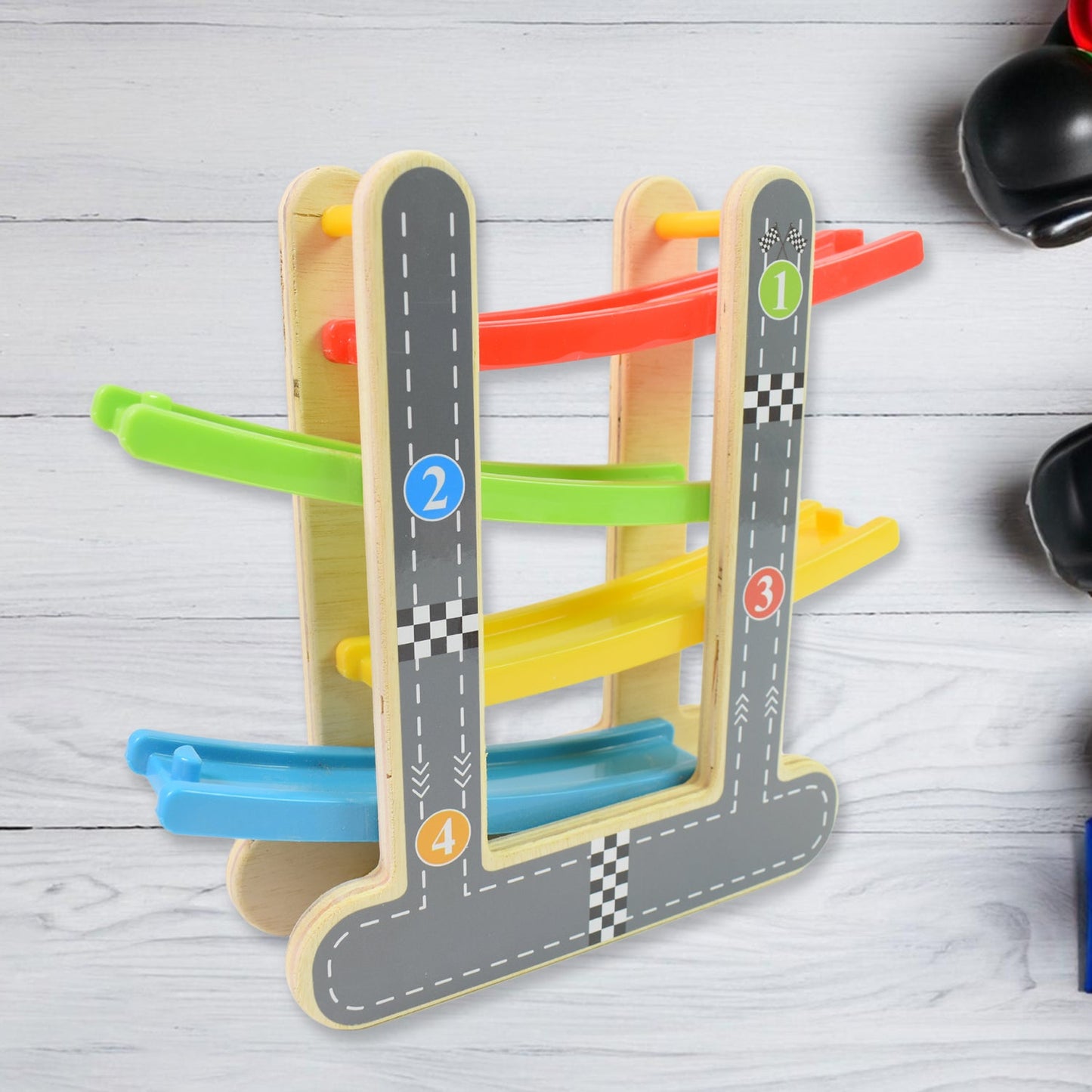 Car Racer Track Play set Wooden Click Clack Toys With 4 Mini Racers (1 Set) SWASTIK CREATIONS The Trend Point