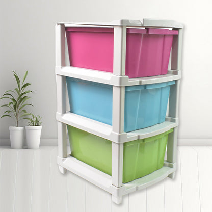 3-Layer Plastic Drawer Storage Organizer, Multi-Purpose Cabinet (1 Pc / Mix Color)