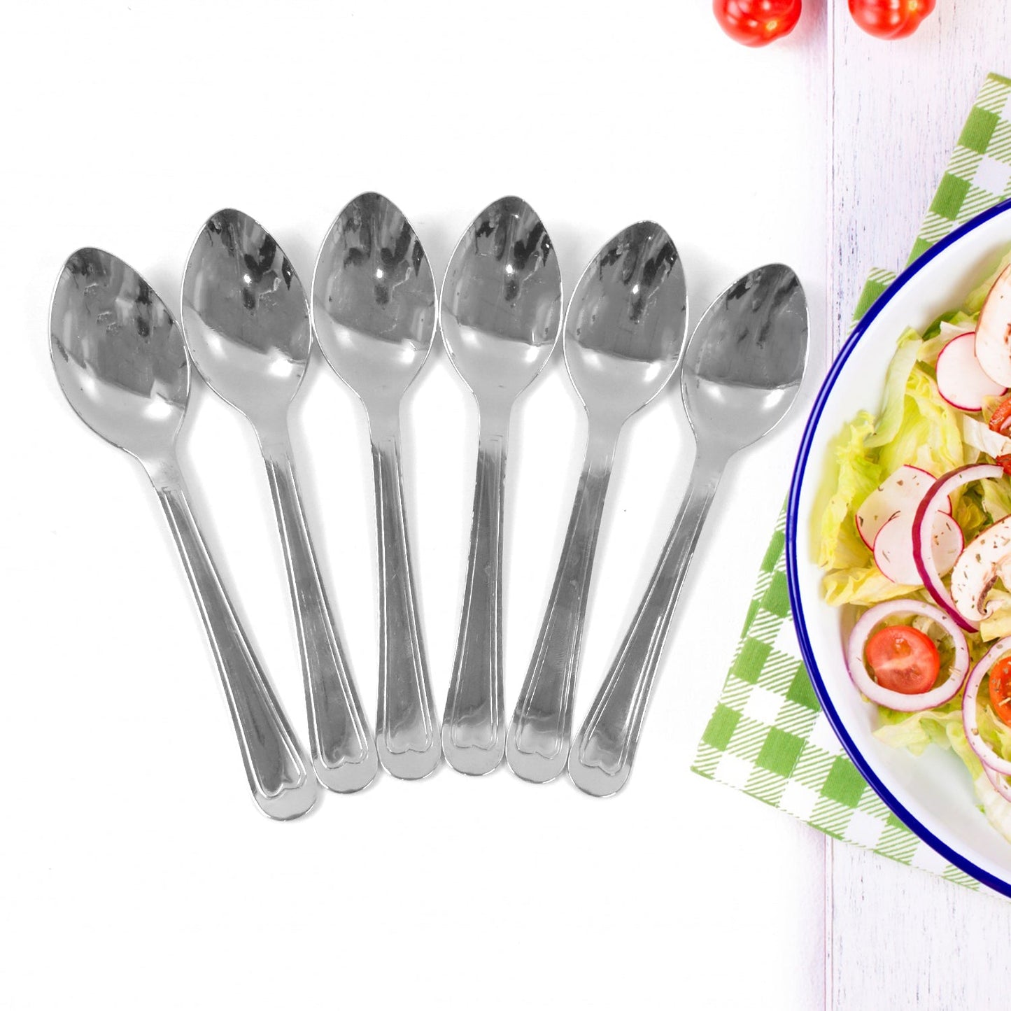 Small Stainless Steel Table Spoons (6 pcs) SWASTIK CREATIONS The Trend Point