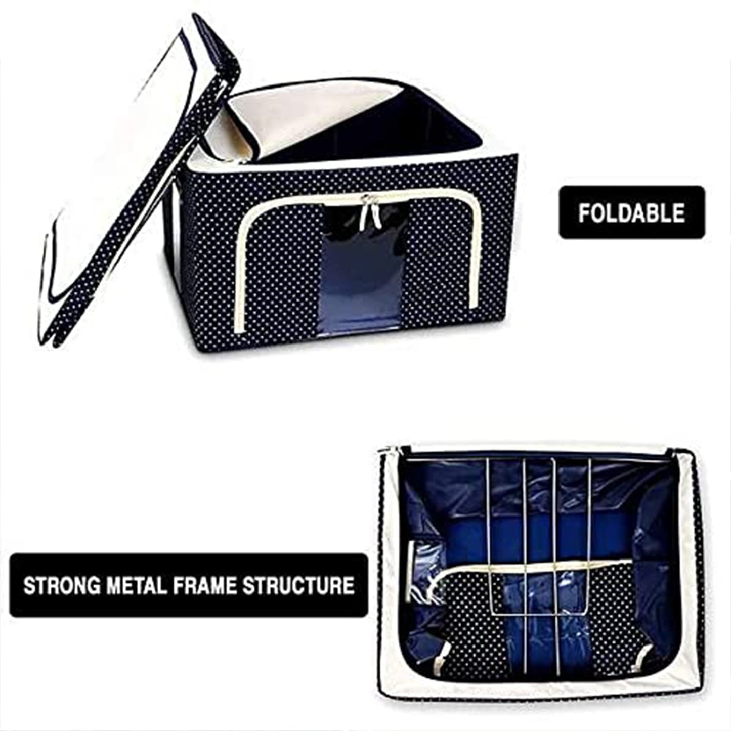 Foldable Steel Frame Clothes Living Storage Organizer Handled Bag SWASTIK CREATIONS The Trend Point