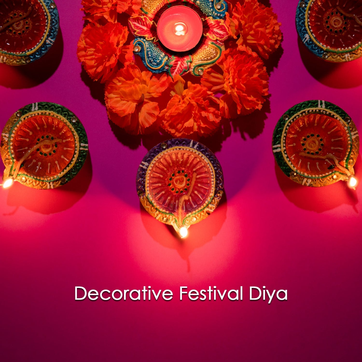 Decorative Hand Painted Clay Puja Diya for Diwali Home Indoor Outdoor Handmade Diya (6 Pcs Set/ Mix Design)