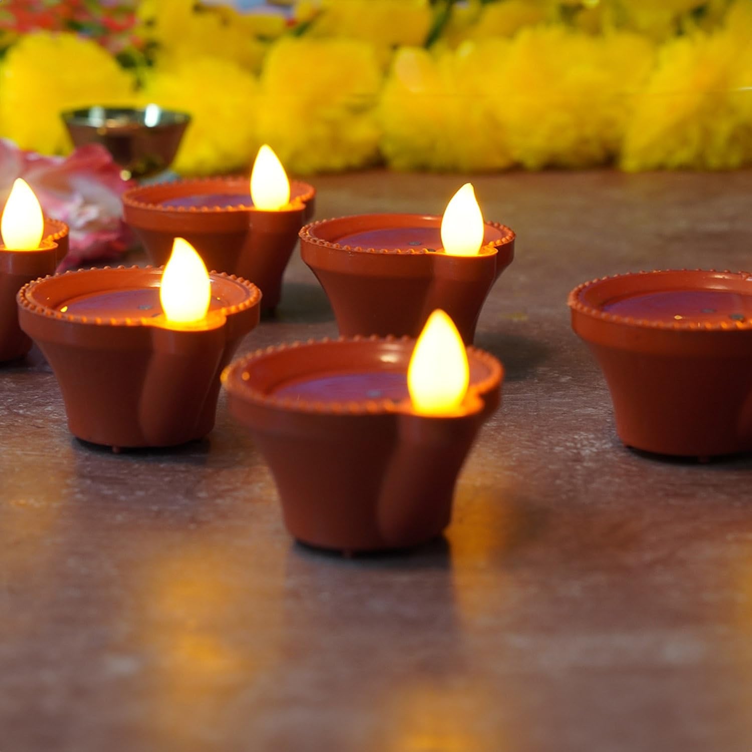 Water Sensor Diyas for Diwali Decoration (12 Pcs Set)