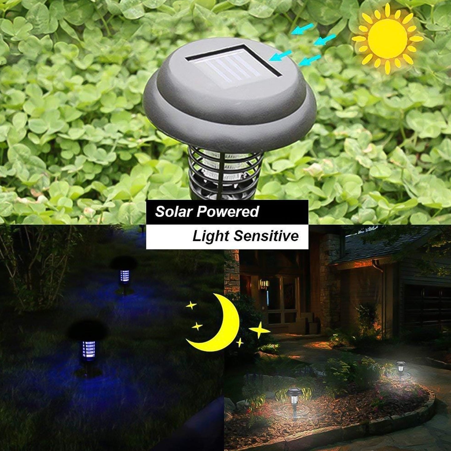 Garden Lighting UV LED Solar Powered LED Mosquito Trap / Bug Zapper  (2 Pc) SWASTIK CREATIONS The Trend Point