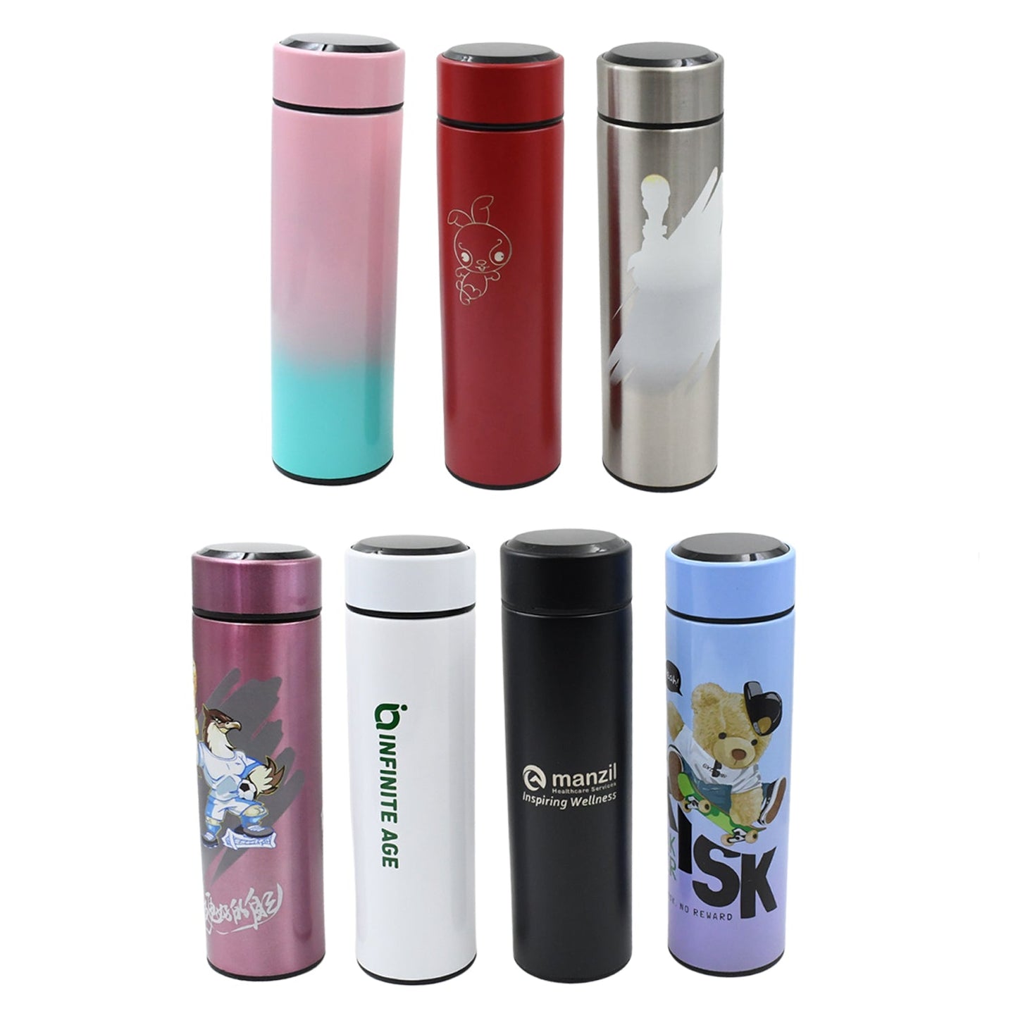 Printed Smart Vacuum Insulated Water Bottle with LED Temperature Display (1 Pc / 500 ML Approx / Multicolor / Mix Design ) SWASTIK CREATIONS The Trend Point