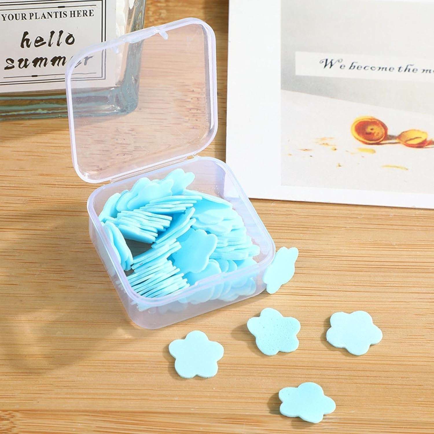 Mini Portable Travel Soap Paper Sheets Flower Shape (100 Pcs Set Approx / Mix Color)