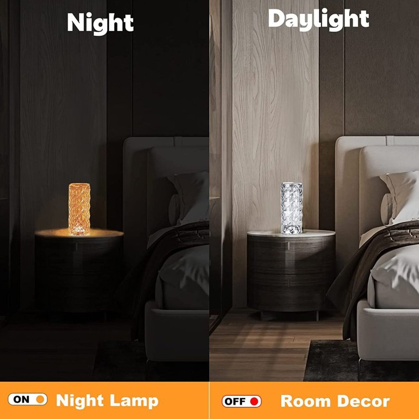 Crystal Touch Night Light (16 Colors) - Rose Diamond Table Lamp with Remote Control, USB Table Lamp, Romantic Date Lighting Decor for Festival, Bedroom, Dining Room SWASTIK CREATIONS The Trend Point