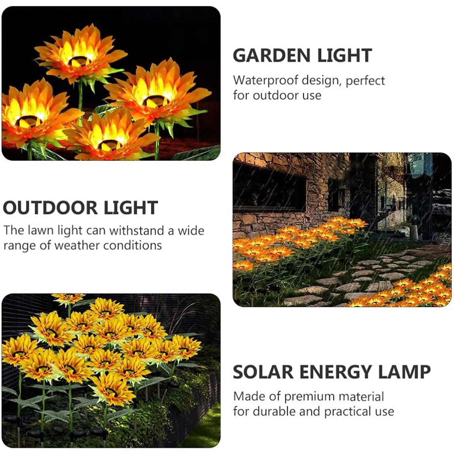 Garden Solar Sunflower Outdoor LED Light  Inserted Ground Simulation Plant (4 Pcs Set) SWASTIK CREATIONS The Trend Point