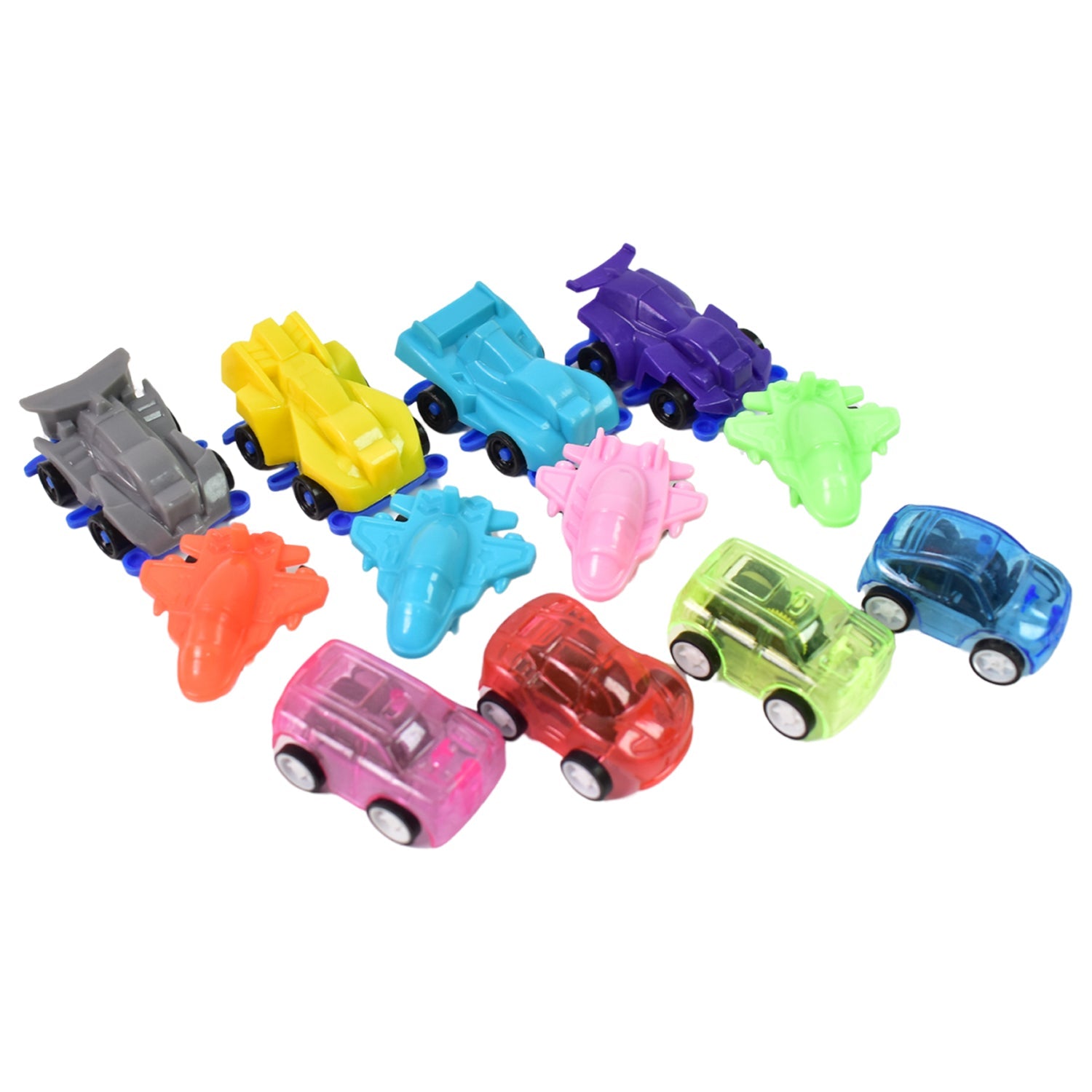 Mini Pull Back Car & Aeroplane Plastic Pull Back Car Cartoon Toys (12 Pcs Set)