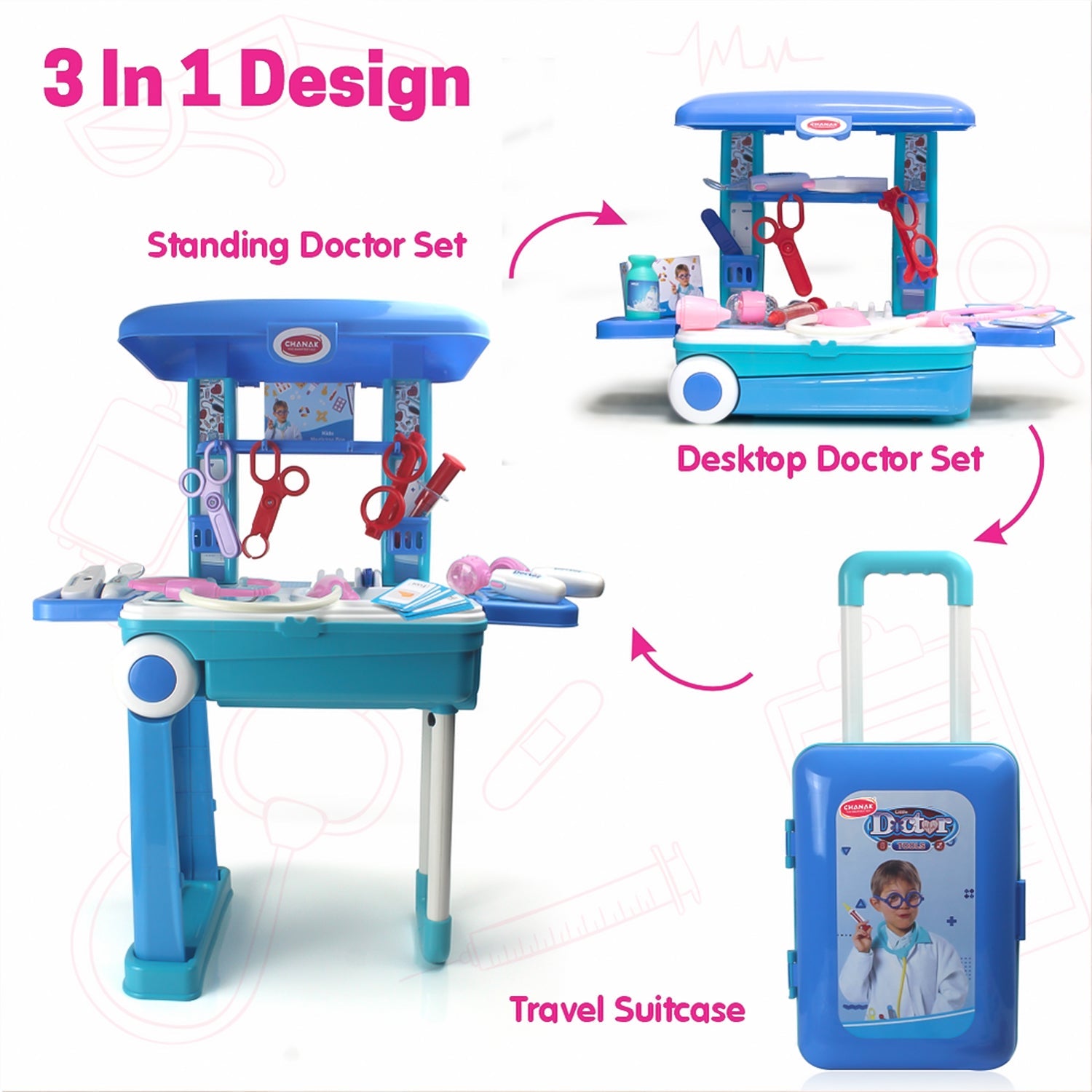 Premium Doctor Set Trolley Little Doctor Kids Toy (1 Set)