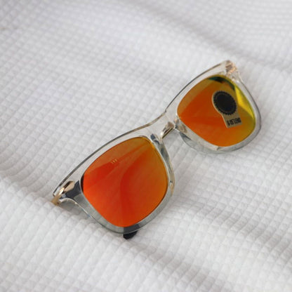 Orange Enigte Square Sunglasses (SUN-RN-2148-ORG3CLR-GLD-M)