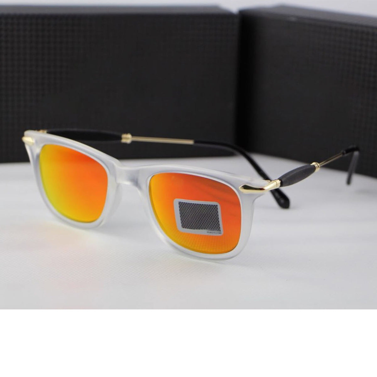 Orange Enigte Square Sunglasses (SUN-RN-2148-ORG3CLR-GLD-M) SWASTIK CREATIONS The Trend Point