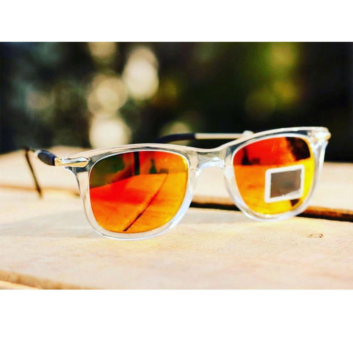 Orange Enigte Square Sunglasses (SUN-RN-2148-ORG3CLR-GLD-M) SWASTIK CREATIONS The Trend Point