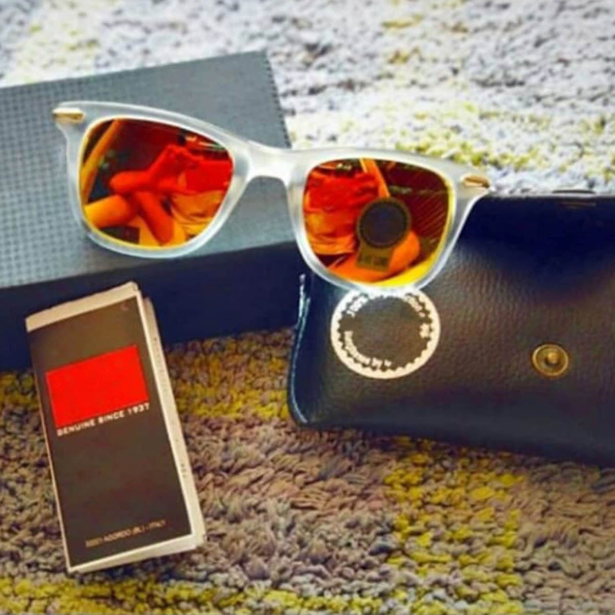 Orange Enigte Square Sunglasses (SUN-RN-2148-ORG3CLR-GLD-M) SWASTIK CREATIONS The Trend Point