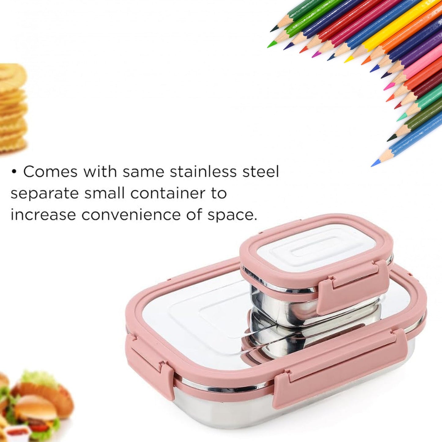 Premium Stainless Steel Leak Proof Air Tight Lunch Boxes (900ML+200ML Approx / 2 Pc Set) SWASTIK CREATIONS The Trend Point