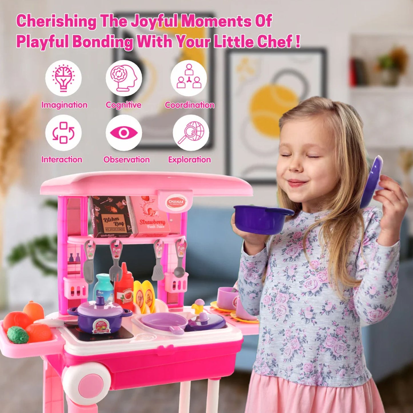 3 in 1 Kitchen Set for Kids, Portable Pretend Play Toys for Kids with Suitcase (1 Set) SWASTIK CREATIONS The Trend Point