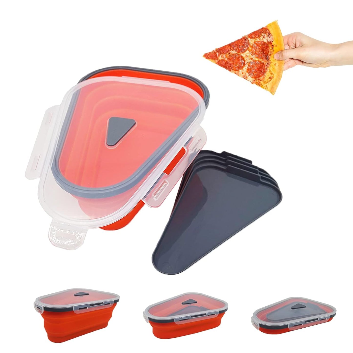 Reusable Pizza Storage Containers with 5 Microwavable Serving Trays, Silicone Container Expandable & Adjustable for Packing Pizza at home / outdoor SWASTIK CREATIONS The Trend Point