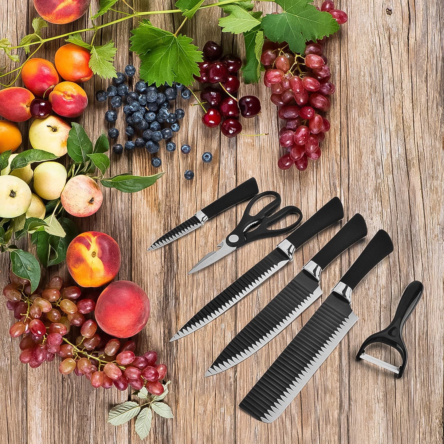 Ninja 6-Piece Stainless Steel Knife Set with Chef Peeler and Shears SWASTIK CREATIONS The Trend Point