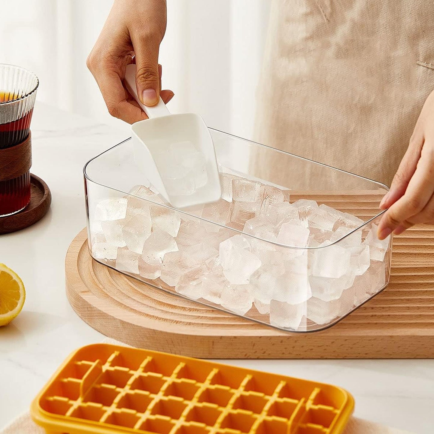 Ice Cube Tray with Lid 32 Grid, Storage Box Kitchen Bar Tool (1 Pc) SWASTIK CREATIONS The Trend Point