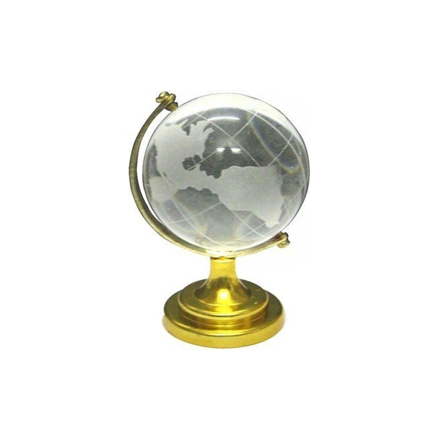 Clear Crystal Globe with World Map & Gold Base (50 mm) SWASTIK CREATIONS The Trend Point