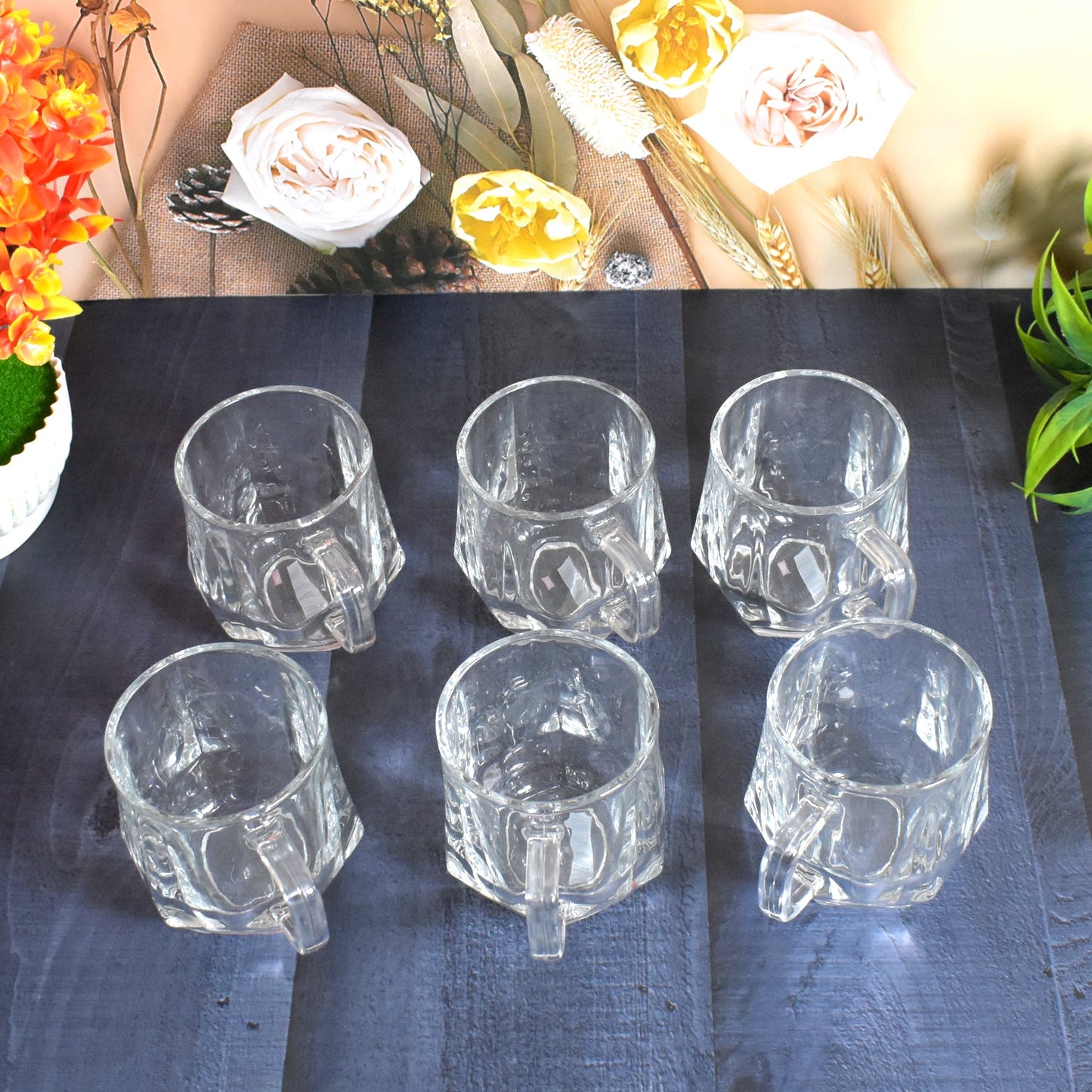 Glass Coffe & Tea Cup / Mug Enjoy Your Drink in Style (6 pcs Set / 300 ML) SWASTIK CREATIONS The Trend Point