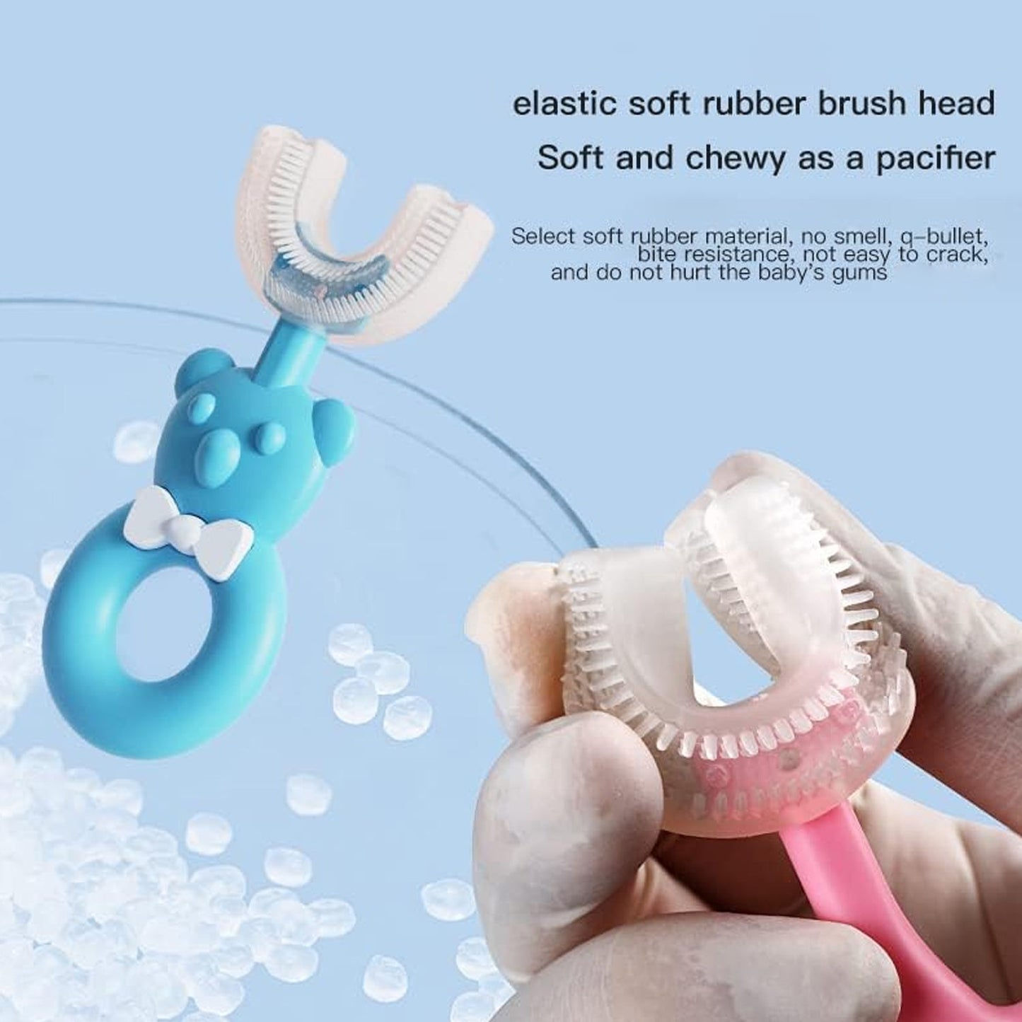 Baby Bear U-shaped Toothbrush Silicone Brush Head (1 Pc) SWASTIK CREATIONS The Trend Point