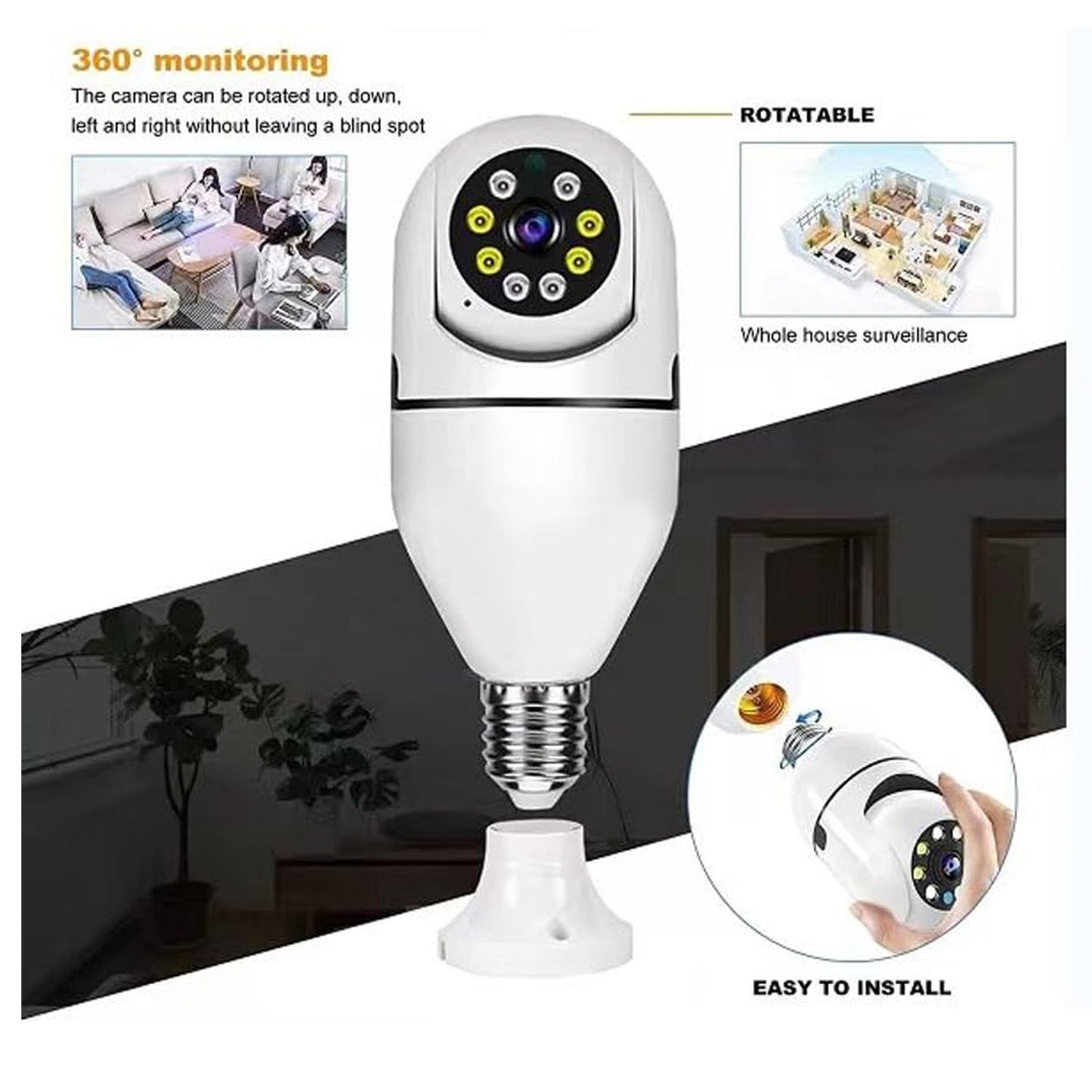 V380 Pro Fisheye 360 Degree Panoramic Wireless WiFi IP CCTV Security Camera (Pack of 1) SWASTIK CREATIONS The Trend Point