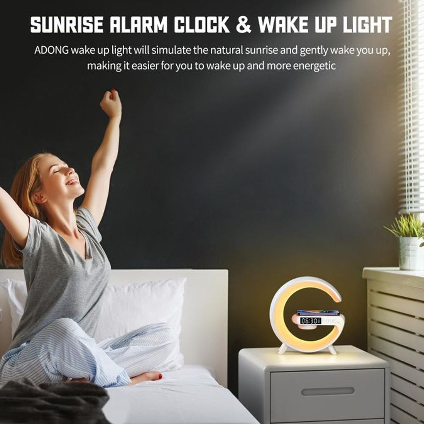 Smart Alarm Clock with G-Shape RGB Light Bluetooth Speaker, Wireless Charging (1 Pc) SWASTIK CREATIONS The Trend Point