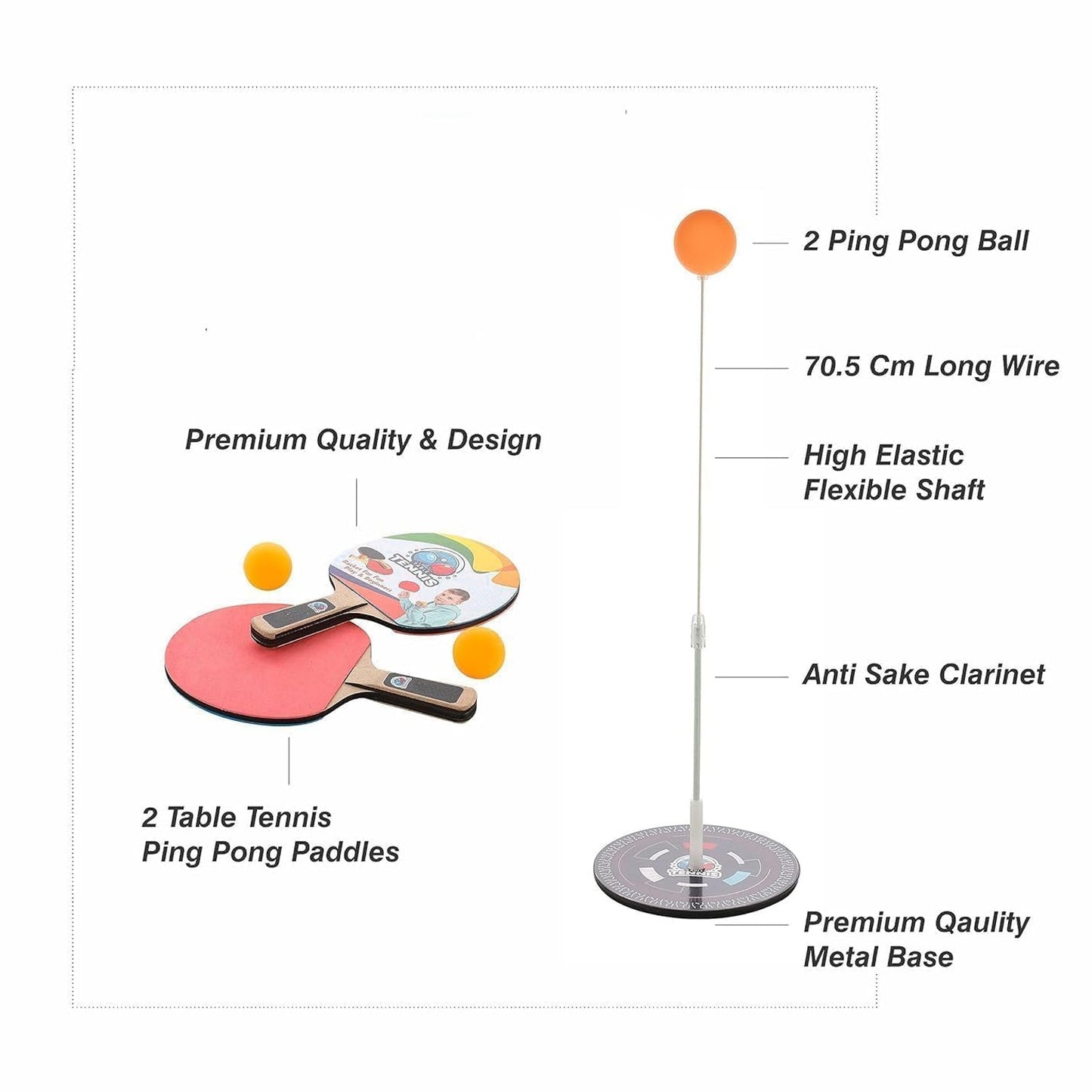 Portable Wiff Waff Rebound Table Tennis Trainer Set (1 Set) SWASTIK CREATIONS The Trend Point