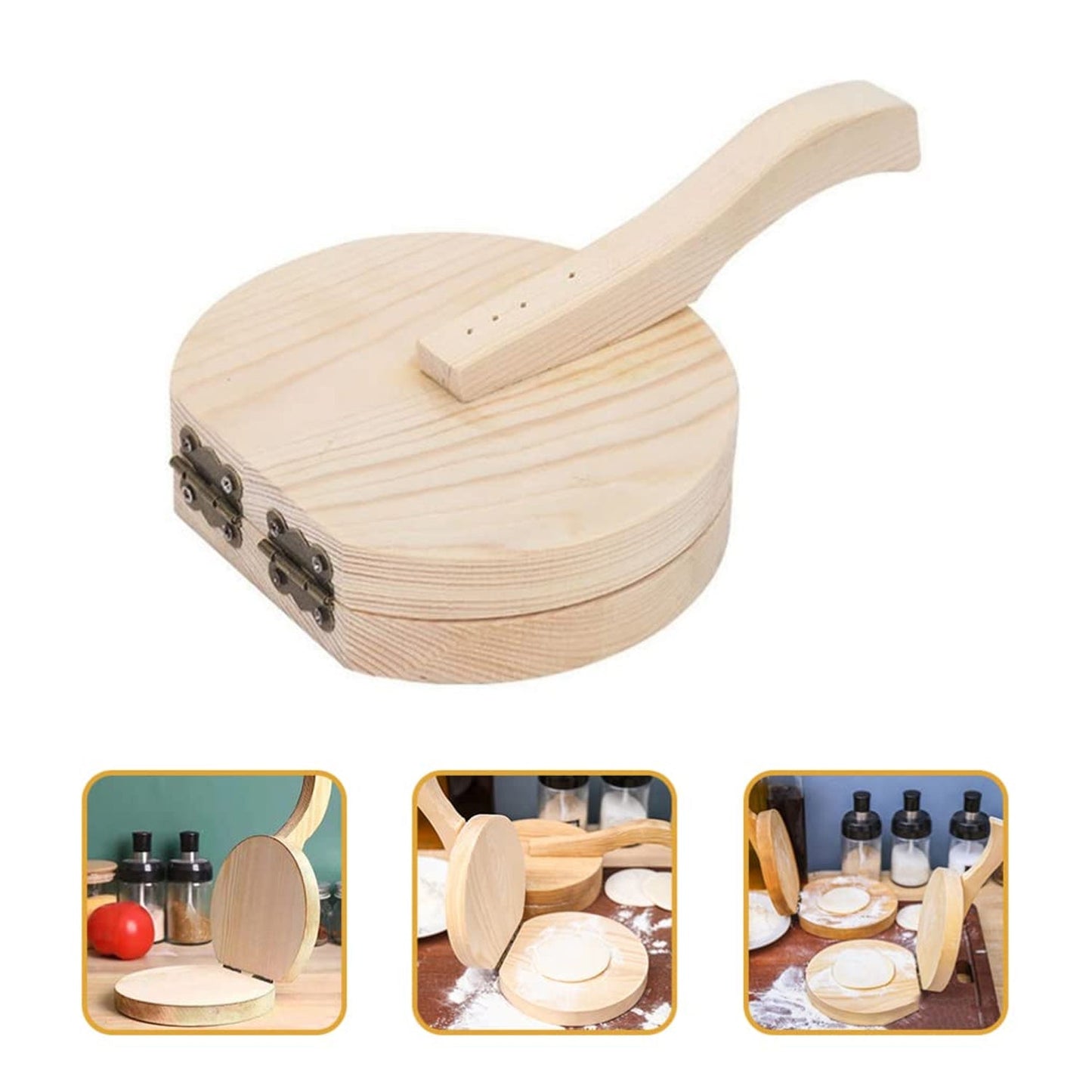 Small Wooden Dumpling Press Tool Tortilla Press Dough Dumpling (1 Pc) SWASTIK CREATIONS The Trend Point