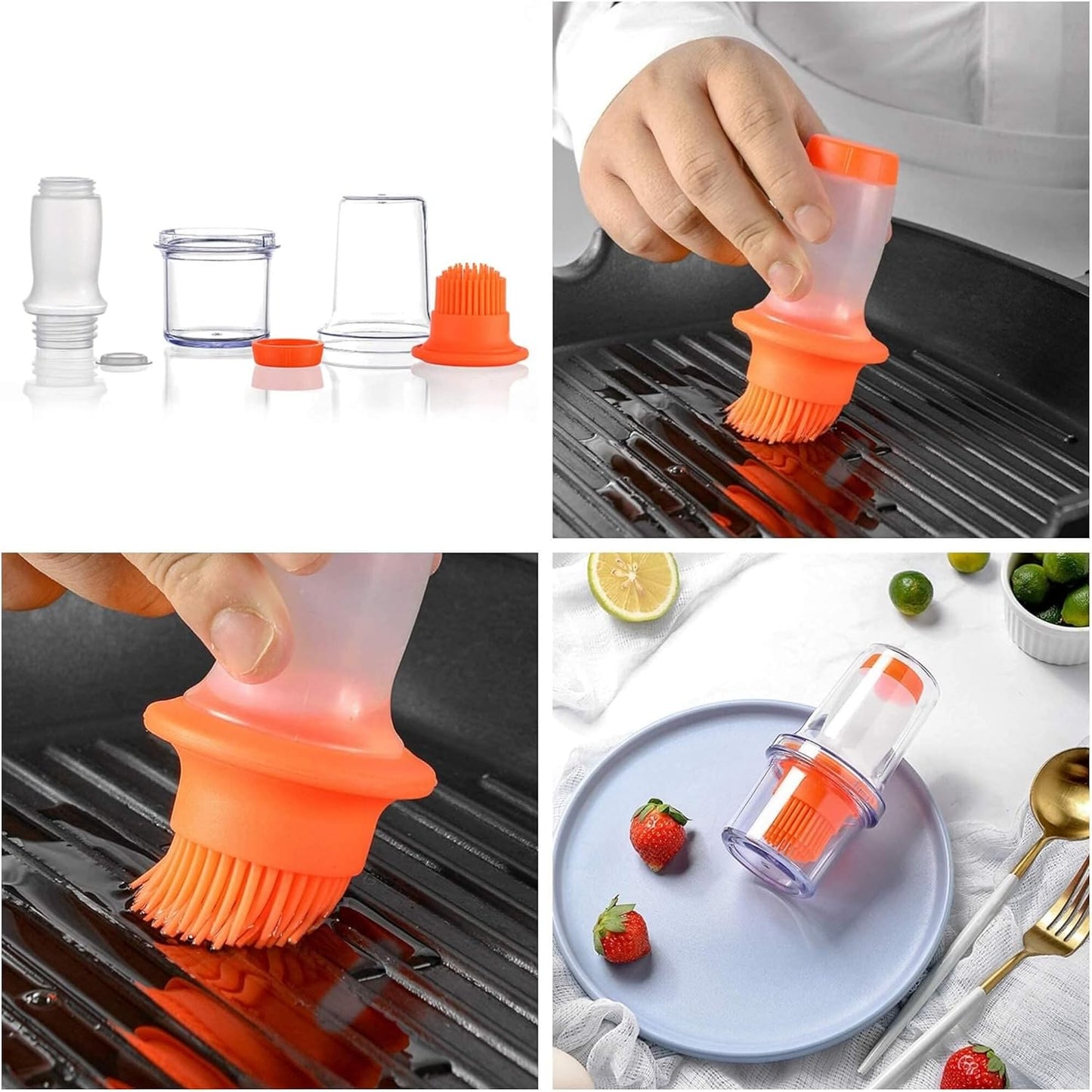 2 in 1 Portable Silicone Oil Bottle Brush with Lid (1 Set) SWASTIK CREATIONS The Trend Point