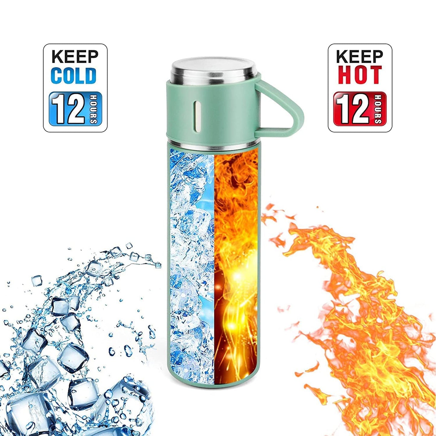 Vacuum Insulated Flask Set with 3 Cups (1 Pc / 500ml) SWASTIK CREATIONS The Trend Point