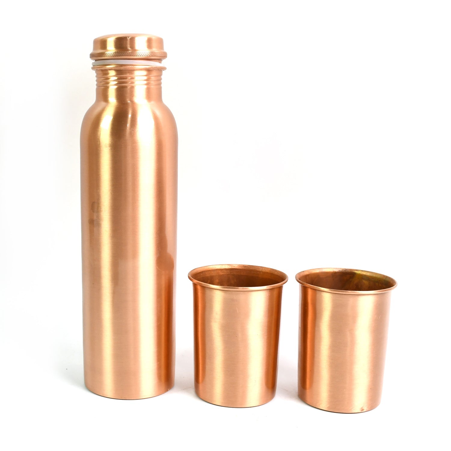 Copper Water Bottle 2 Glasses with Gift Box (3 Pcs Set)