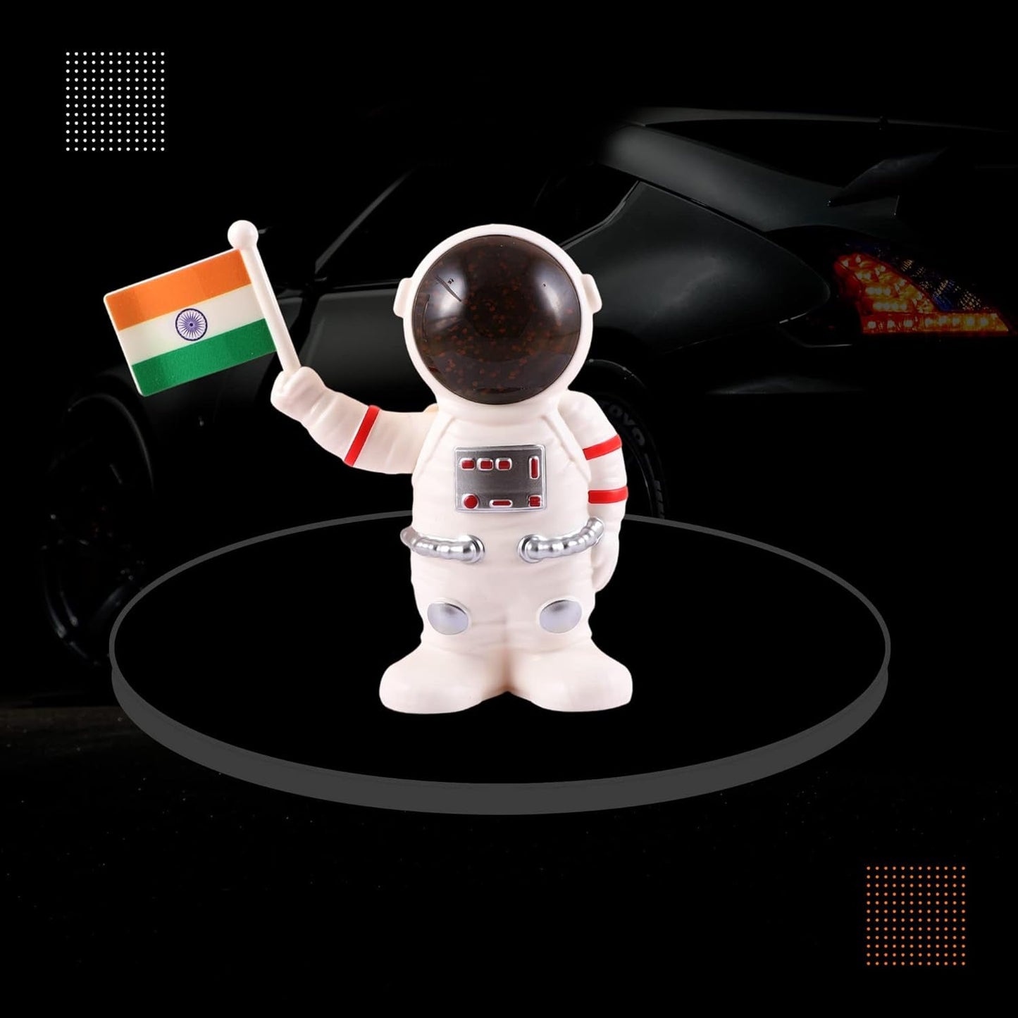 Solar Power Astronaut Ornament Moving Hand with Indian Flag (1 Pc) SWASTIK CREATIONS The Trend Point