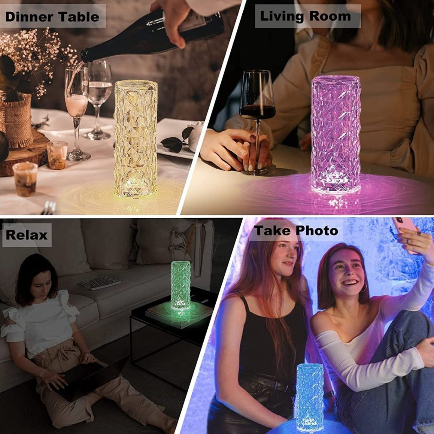 Crystal Touch Night Light (16 Colors) - Rose Diamond Table Lamp with Remote Control, USB Table Lamp, Romantic Date Lighting Decor for Festival, Bedroom, Dining Room SWASTIK CREATIONS The Trend Point