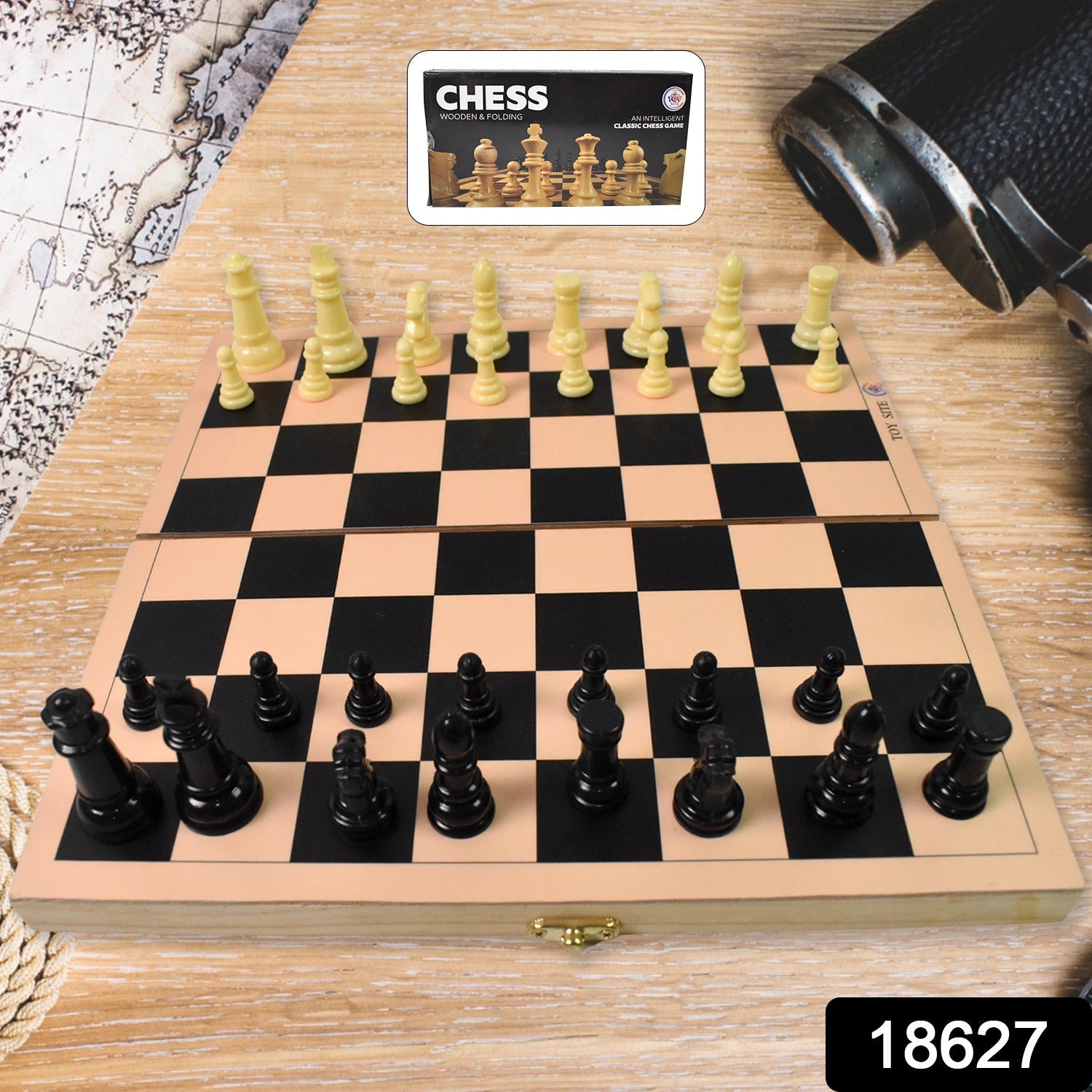 Folding Wooden Chess Board Set (30 × 30 Cm / 1 Set)