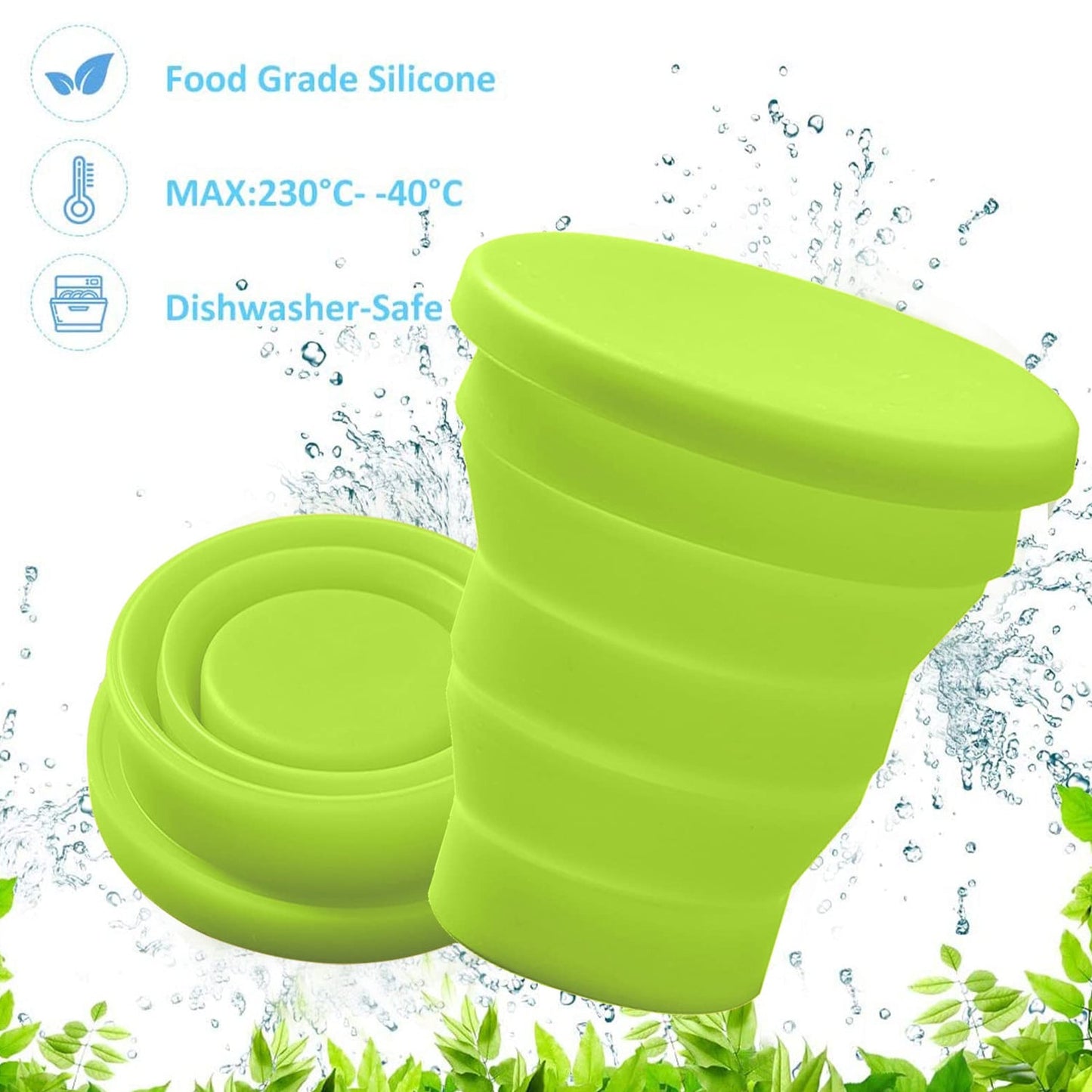 Round Silicone Foldable Glass / Cup, Foldable Travel Mug With Lid (1 Pc) SWASTIK CREATIONS The Trend Point