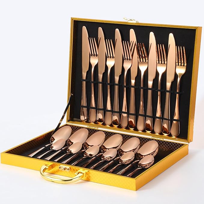 Kitchen Tableware / Flatware Sets Kitchen Forks Spoons with Gift Box (24 Pcs Set)