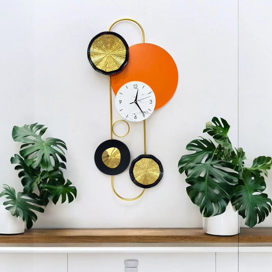 3D Black & Gold Metal Wall Clock