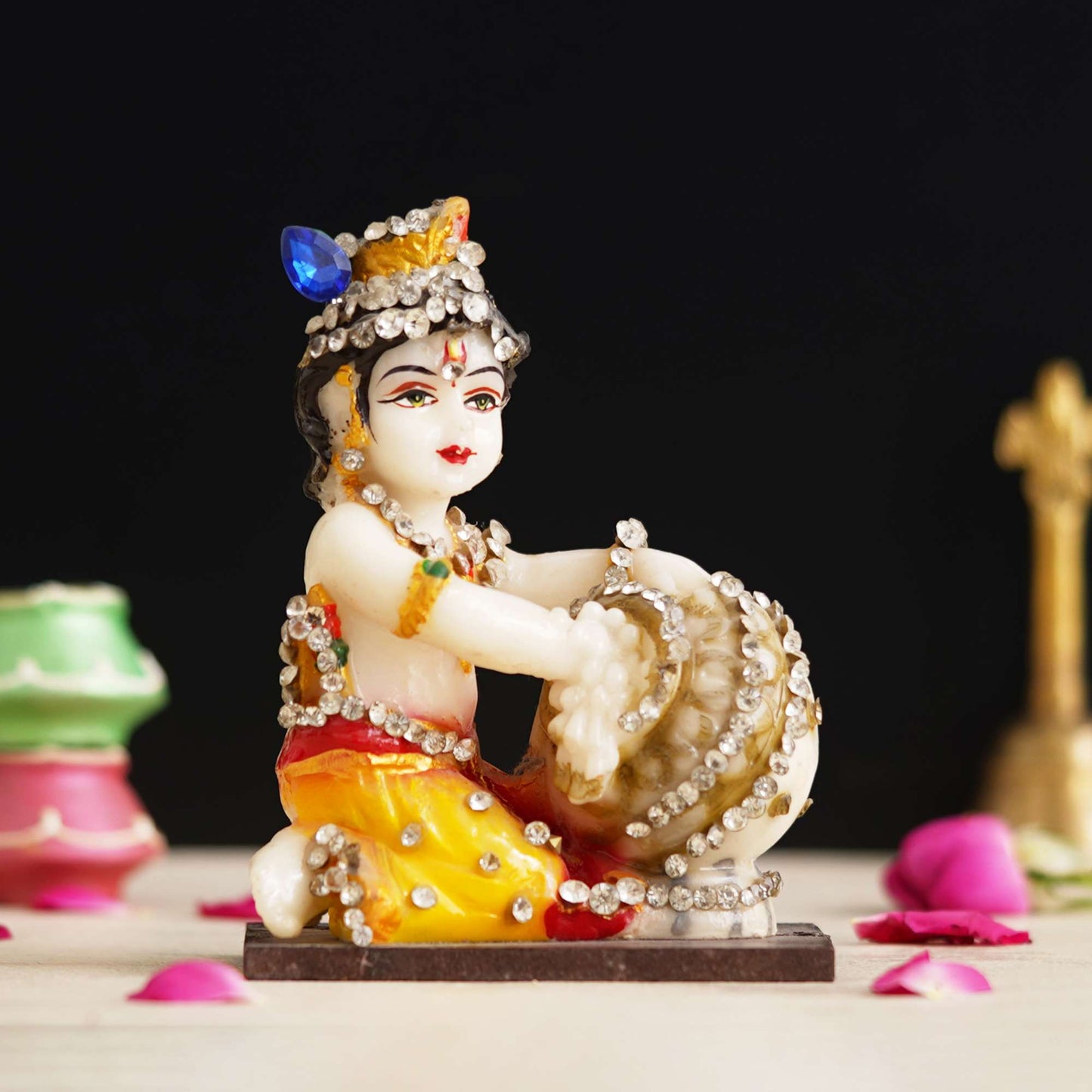 Lord Krishna Idol Makhan Chor Statue Gift Showpiece (NMB-KR1) SWASTIK CREATIONS The Trend Point