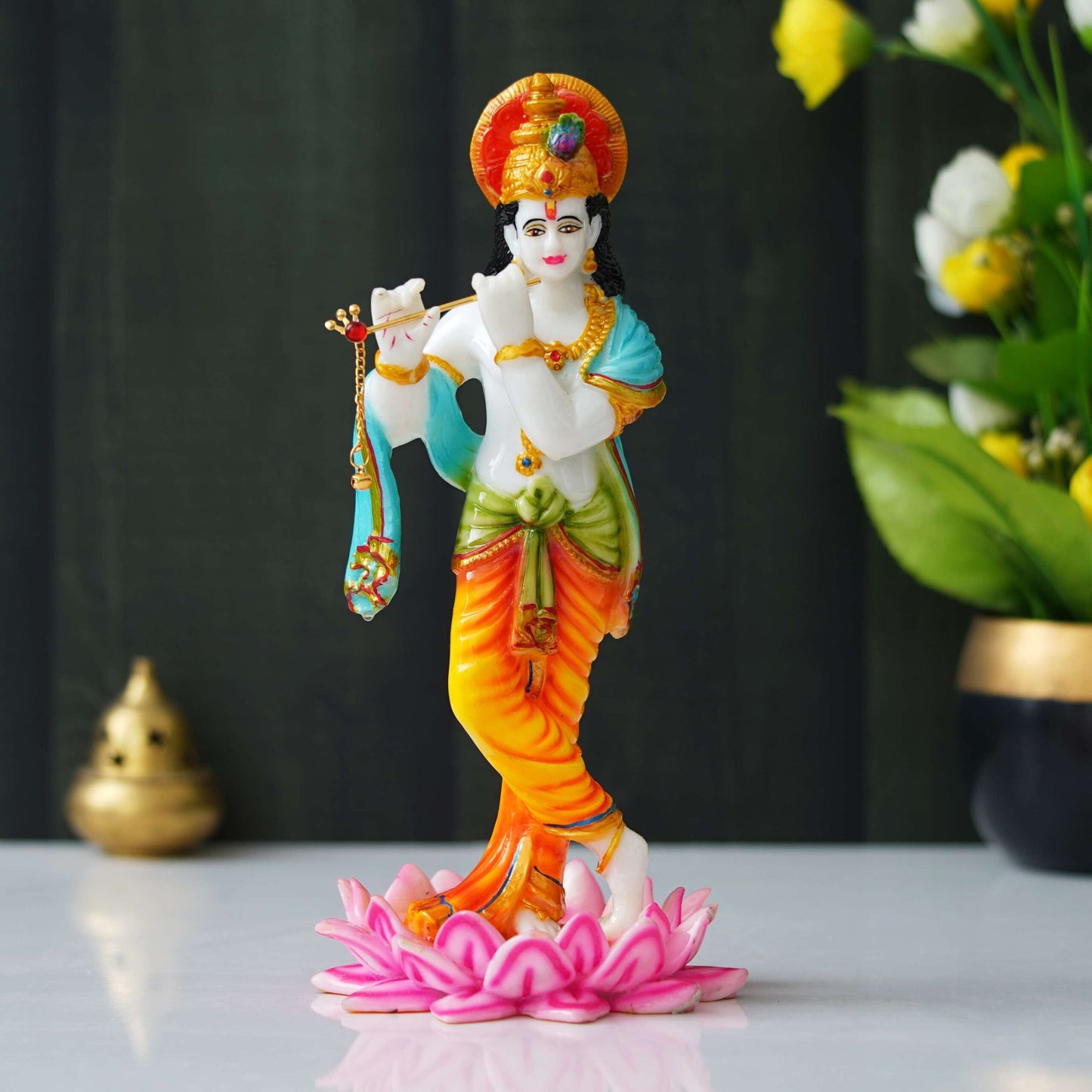 Krishna Playing Flute Statue (11.25 Inches) (MK-1) SWASTIK CREATIONS The Trend Point