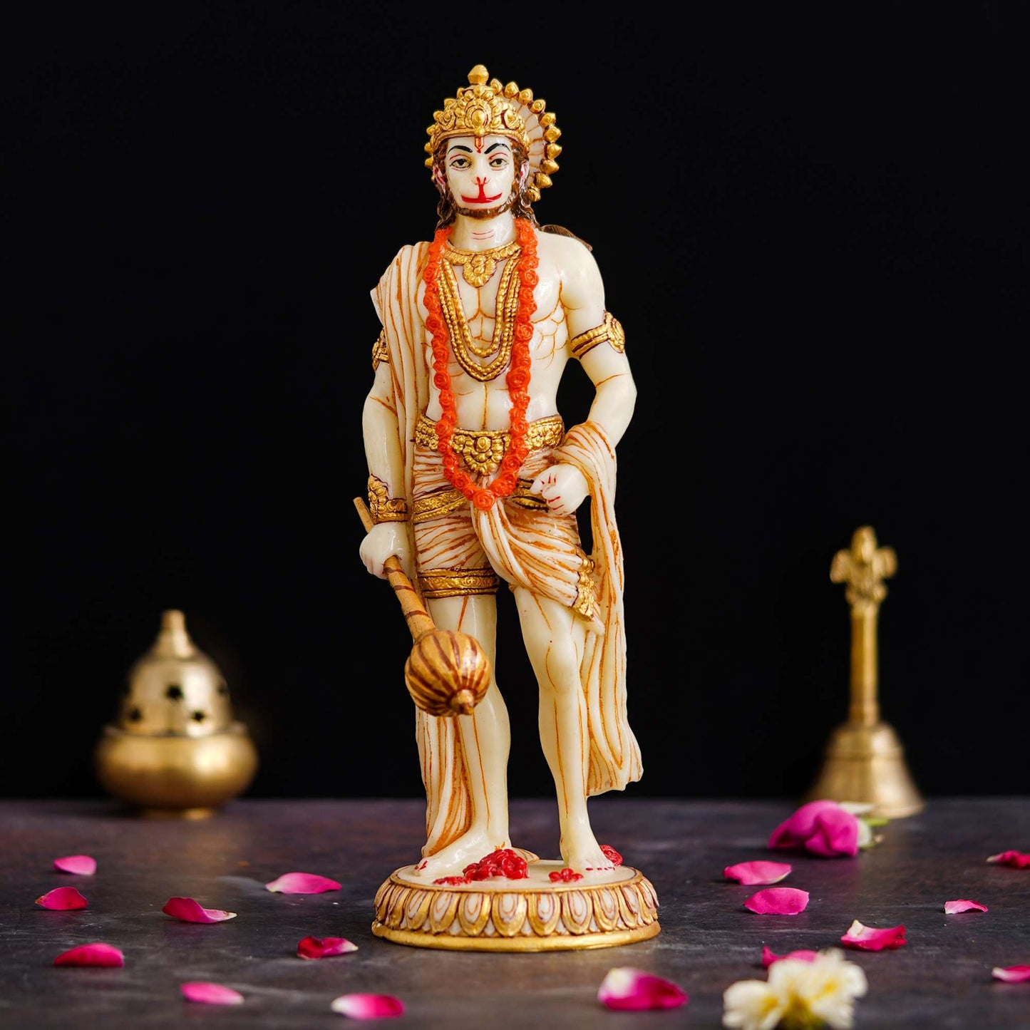 Marble Standing Hanuman Ji murti for Pooja Room Standing Hindu Lord Hanuman Statue for Home Temple Hotel Pooja Bajrangbali Idol Bala ji Murti Best for Gift (NMB-HN2) SWASTIK CREATIONS The Trend Point