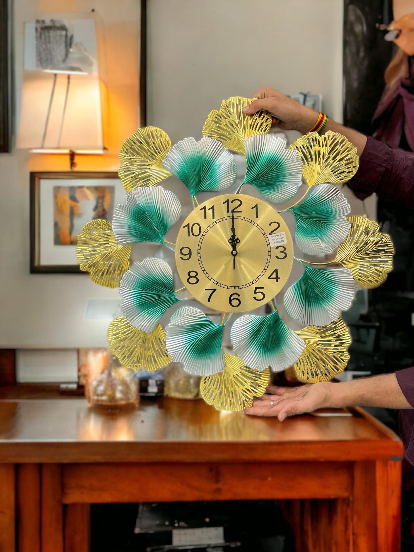 Big Floral Wall Decorative Metal Clock