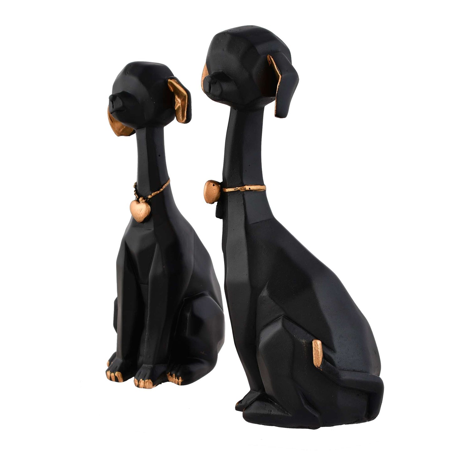 Swastik Trend Point Black Golden Set of 2 Cute Dog Statues Animal Figurines Decorative Showpieces for Home Decor in Living Room, Office, Pet Lovers' Spaces - Gift for Dog Enthusiasts on Birthday SWASTIK CREATIONS The Trend Point