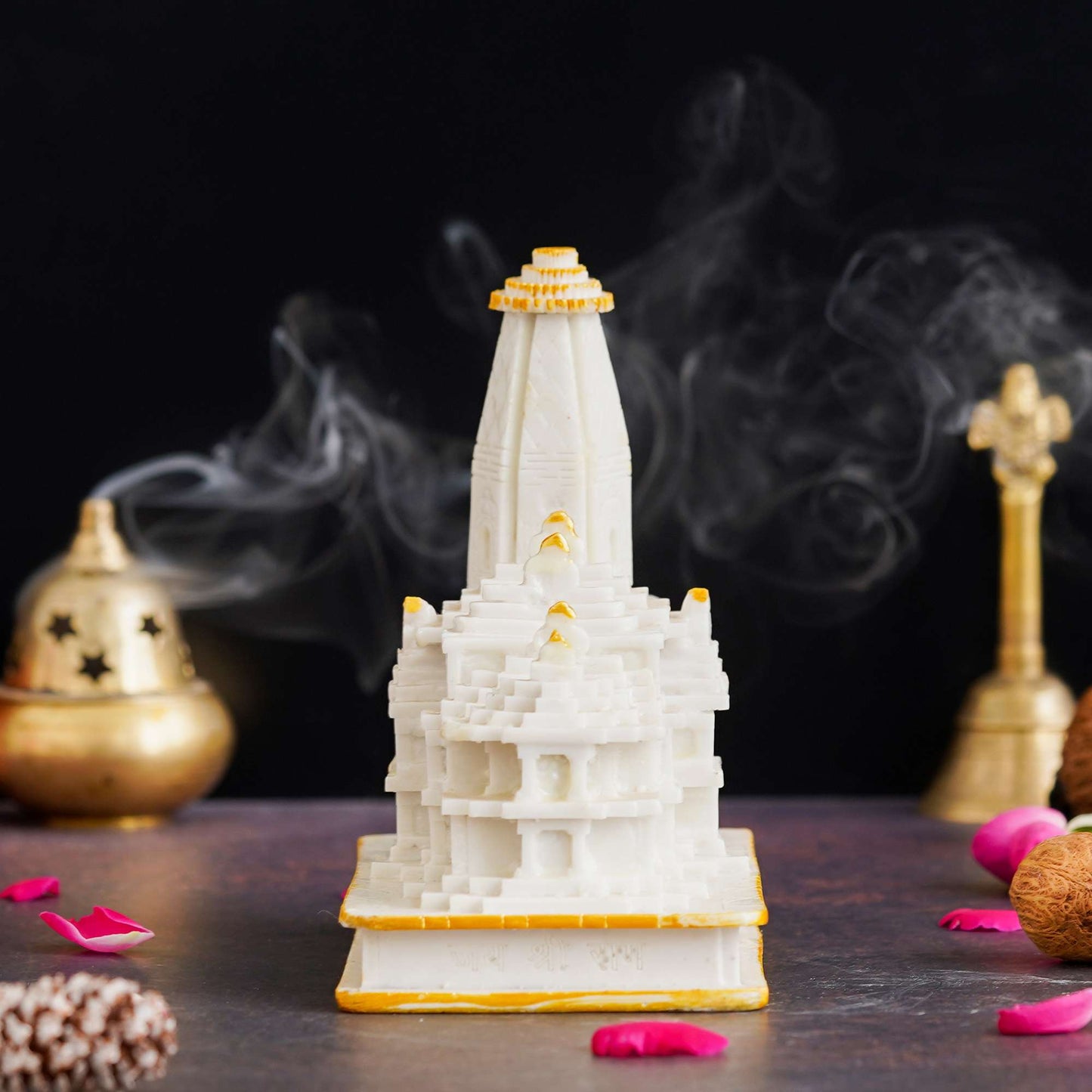 Ram Mandir | Jai Shree Ram JanamBhoomi Mandir, Religious, Mandir Murti, Ayodhya Model, for Home, Pooja Room, Puja, Temple | Marble Handcrafted- White (NMB-RMM1) SWASTIK CREATIONS The Trend Point