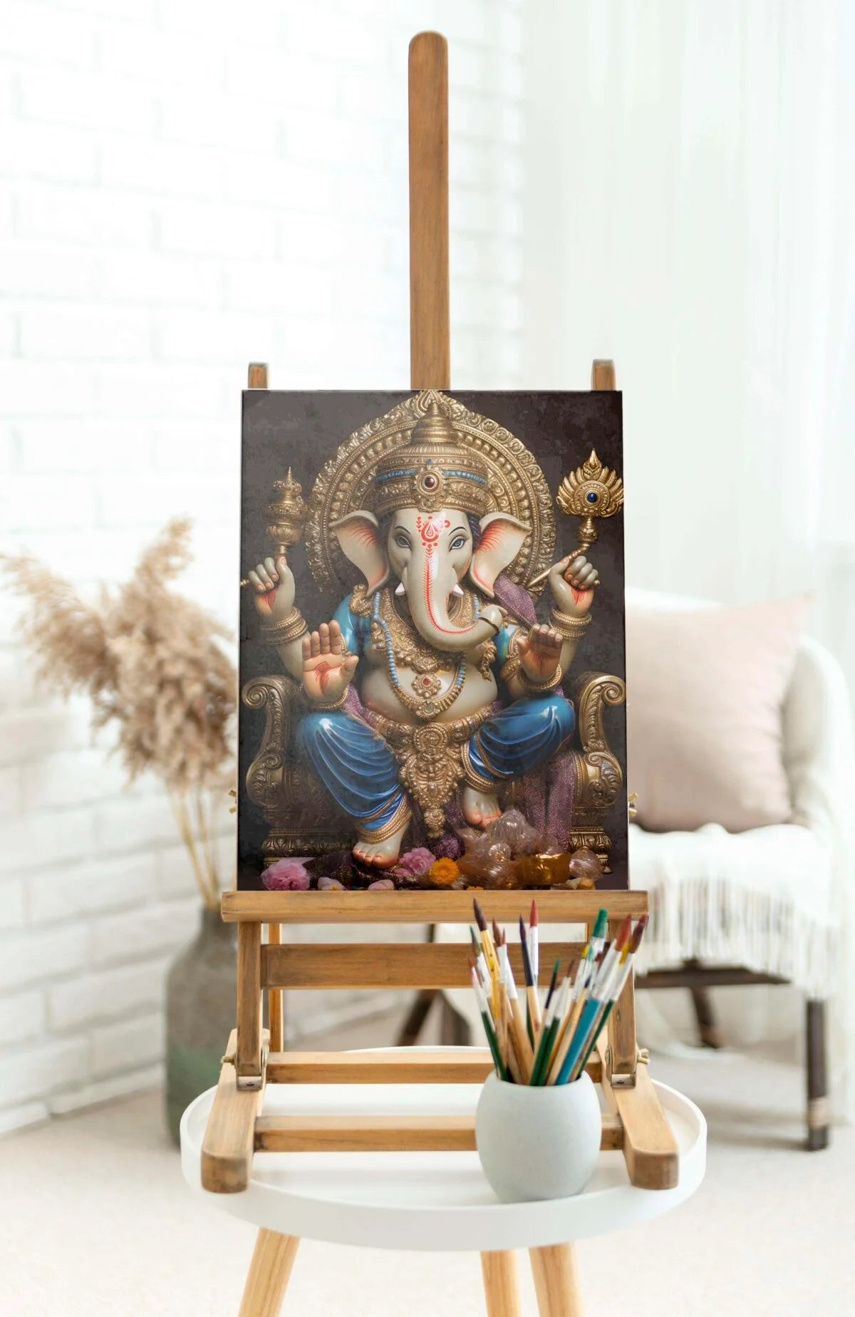 CH-GN6 Lord Ganesh Canvas Paintings For Wall Decoration For Living Room Bedroom Home Office & Hotels SWASTIK CREATIONS The Trend Point