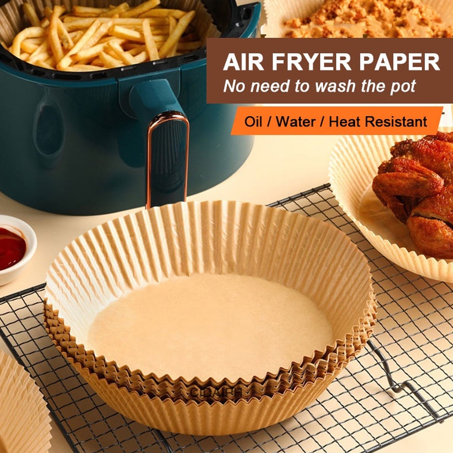 Round Air Fryer Disposable Paper Liner  (50 Pcs Set / 160mmx45mm) SWASTIK CREATIONS The Trend Point