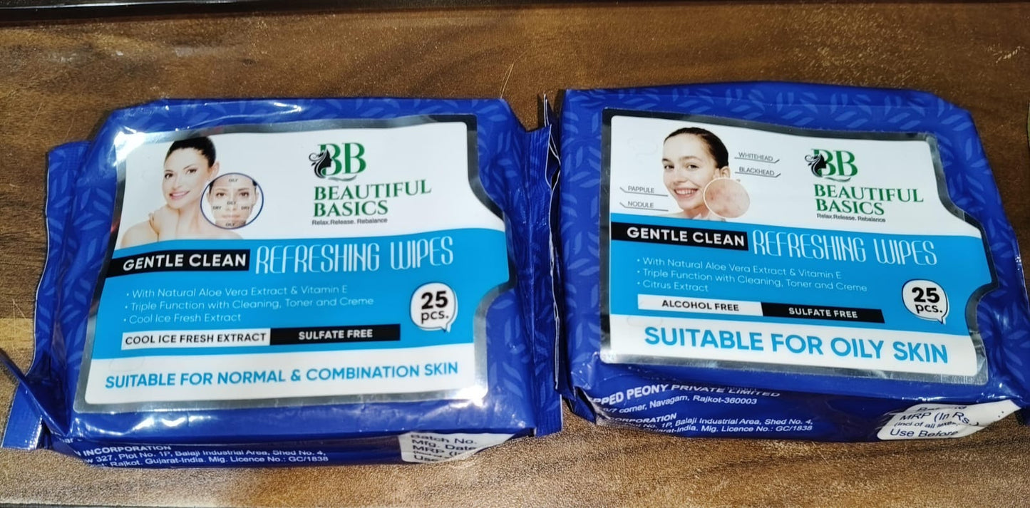 Beautiful Basics Normal & Oily Skin Face Wipes (2 Pkts x 50 Pcs Wipes) SWASTIK CREATIONS The Trend Point